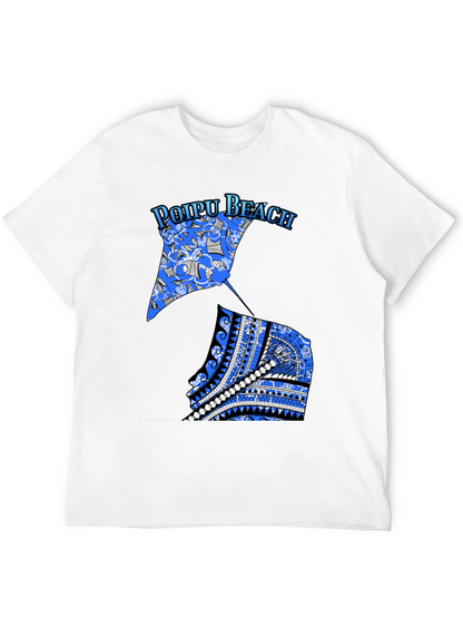 Poipu Beach Manta Ray Graphic Tee - Black