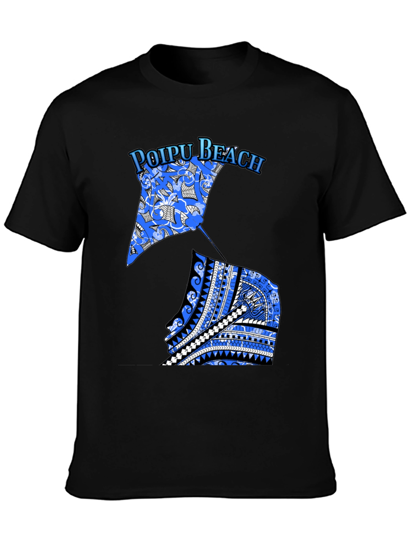 Poipu Beach Manta Ray Graphic Tee - Black