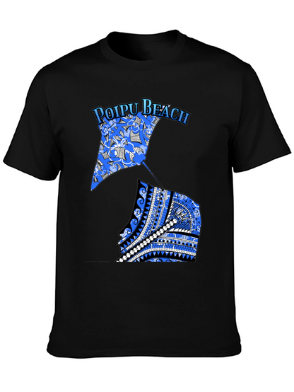 Poipu Beach Manta Ray Graphic Tee - Black