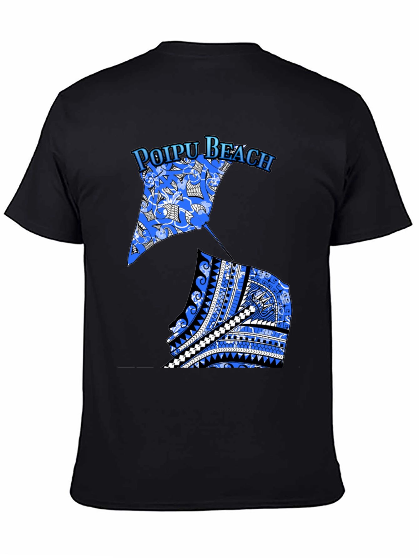 Poipu Beach Manta Ray Graphic Tee - Black