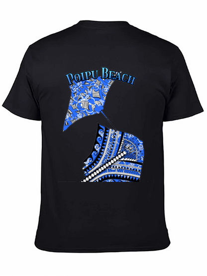 Poipu Beach Manta Ray Graphic Tee - Black