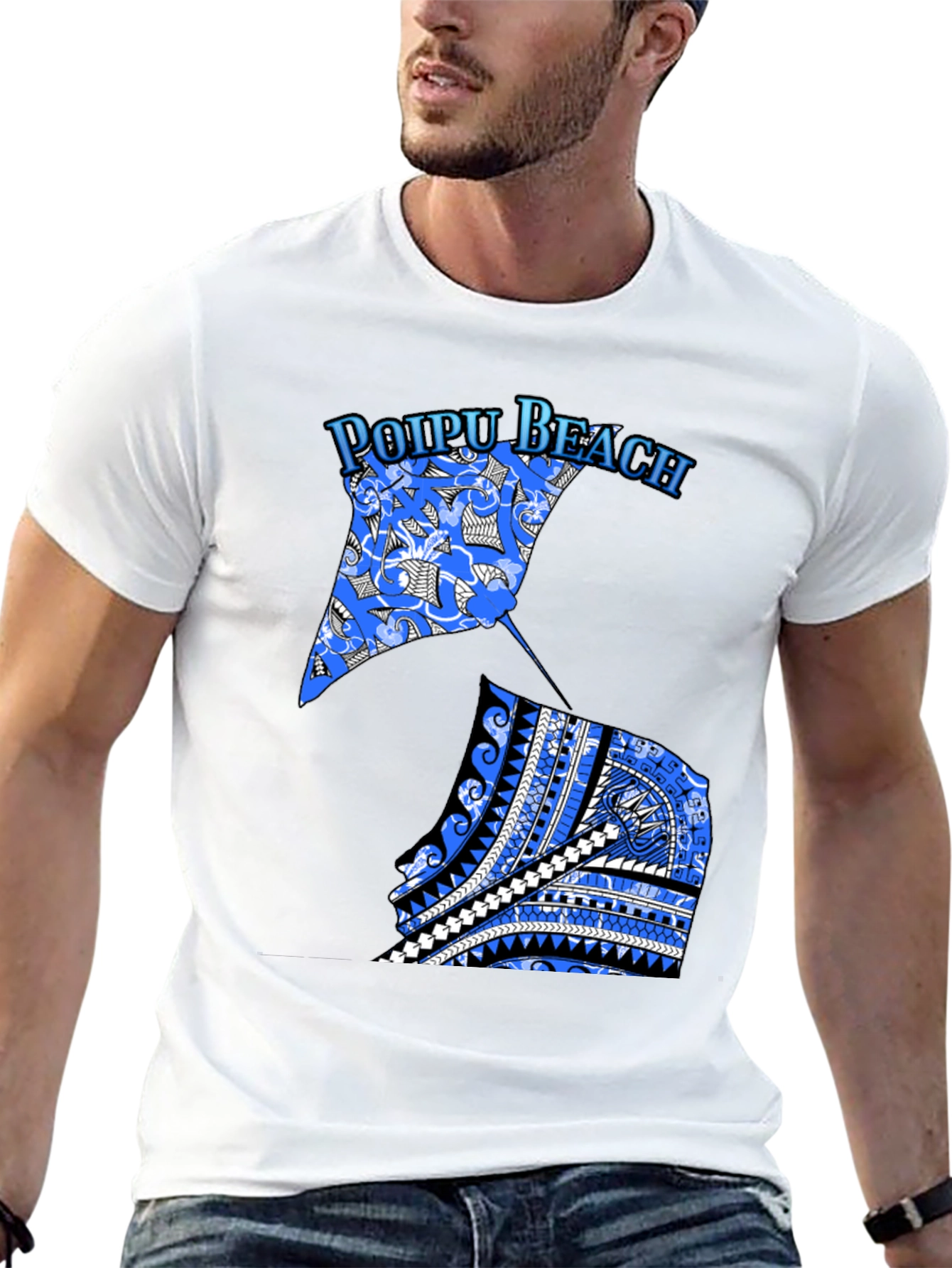 Poipu Beach Manta Ray Graphic Tee - Black