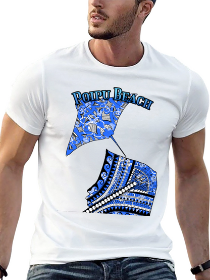 Poipu Beach Manta Ray Graphic Tee - Black