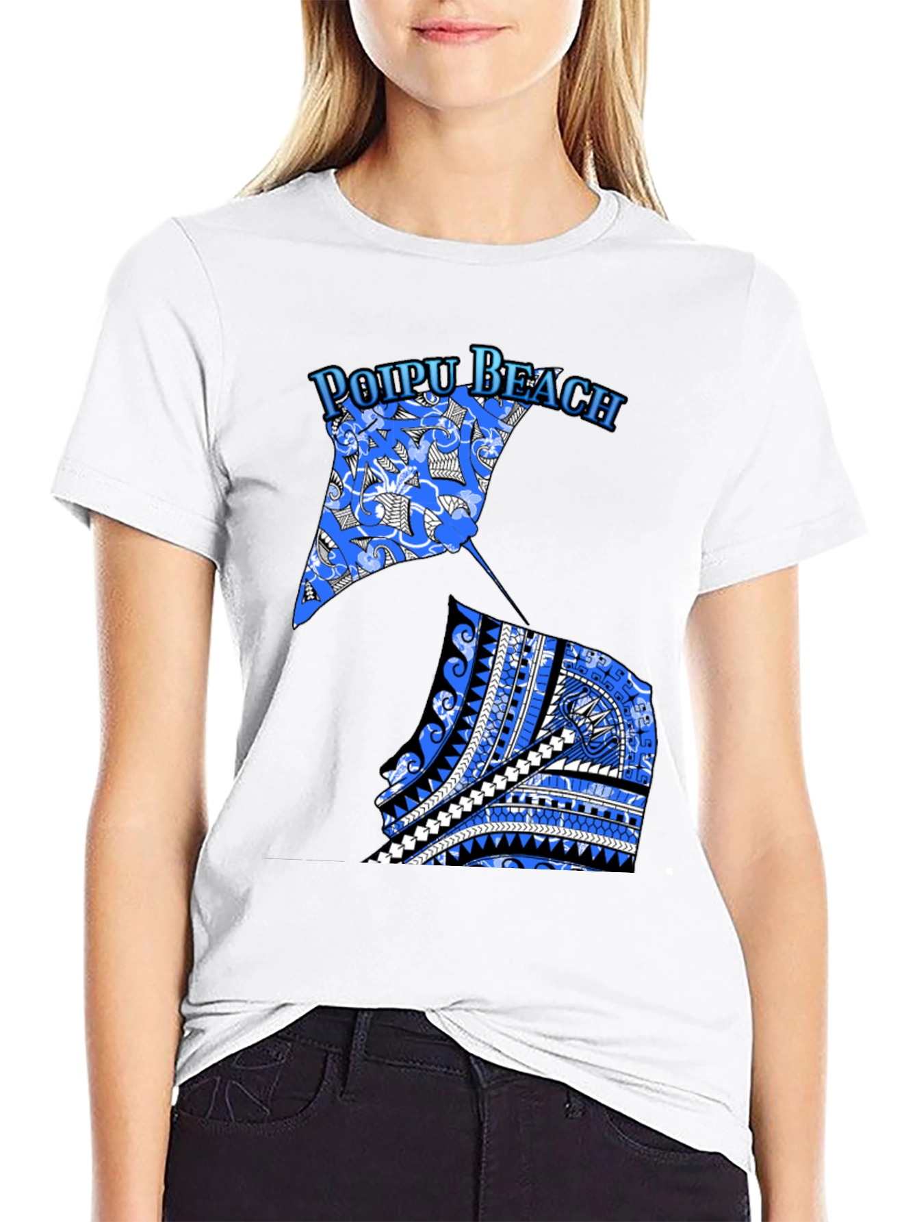 Poipu Beach Manta Ray Graphic Tee - Black