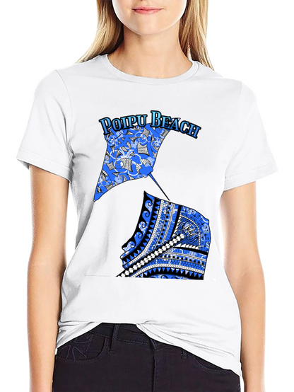 Poipu Beach Manta Ray Graphic Tee - Black