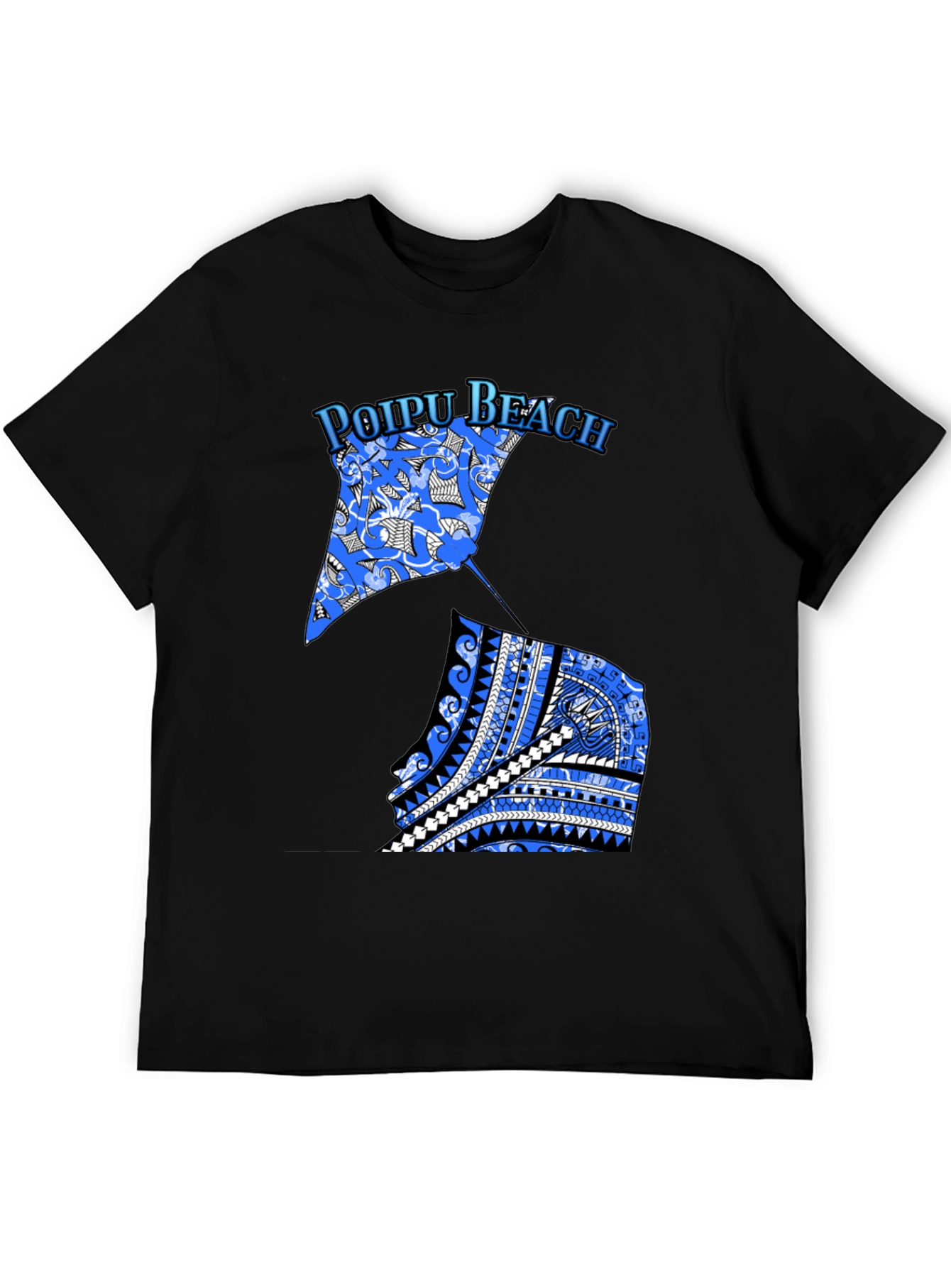 Poipu Beach Manta Ray Graphic Tee - Black