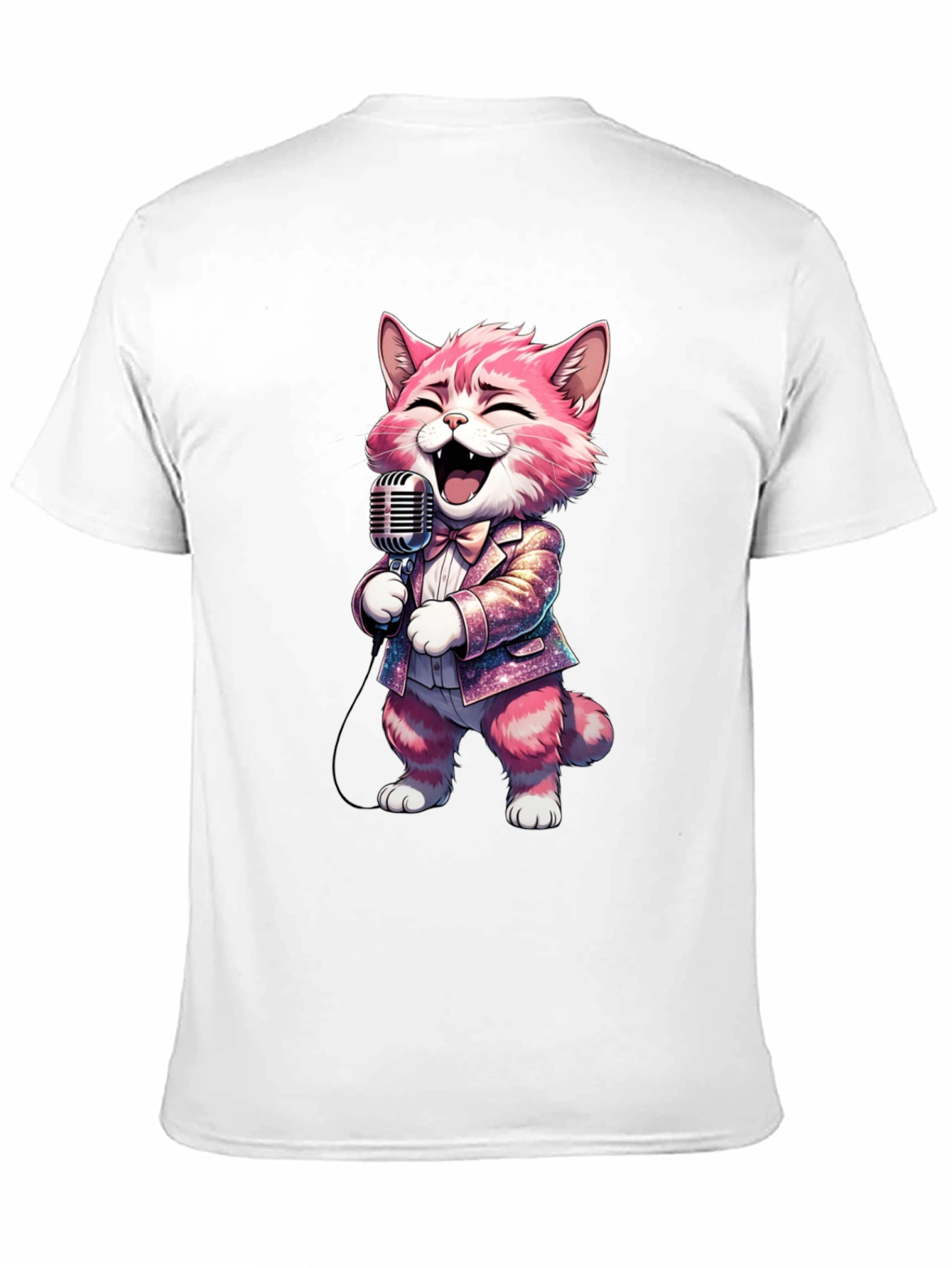 Singing Cat T-Shirt - Black Cotton Blend