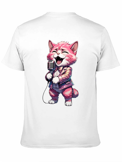 Singing Cat T-Shirt - Black Cotton Blend
