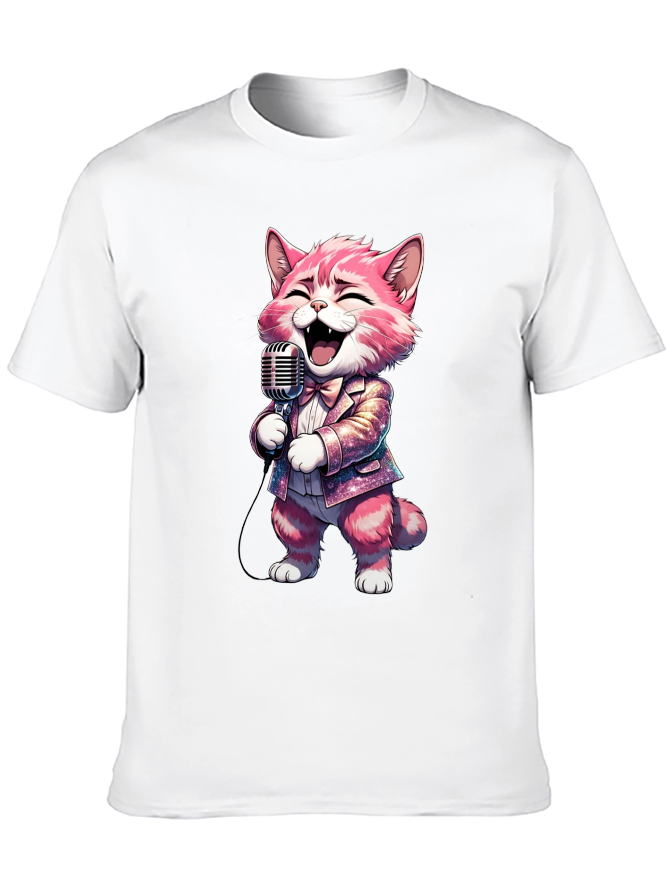 Singing Cat T-Shirt - Black Cotton Blend