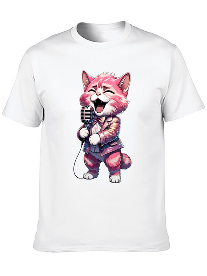Singing Cat T-Shirt - Black Cotton Blend