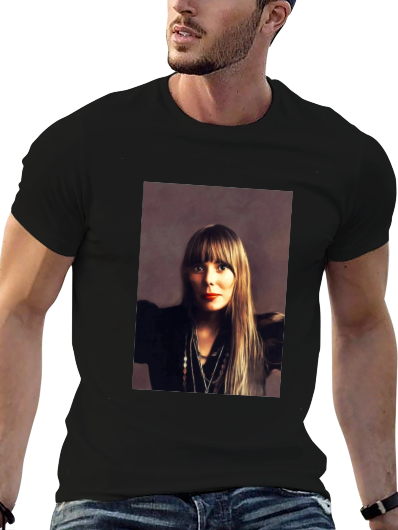 Joni Mitchell Portrait Black T-Shirt