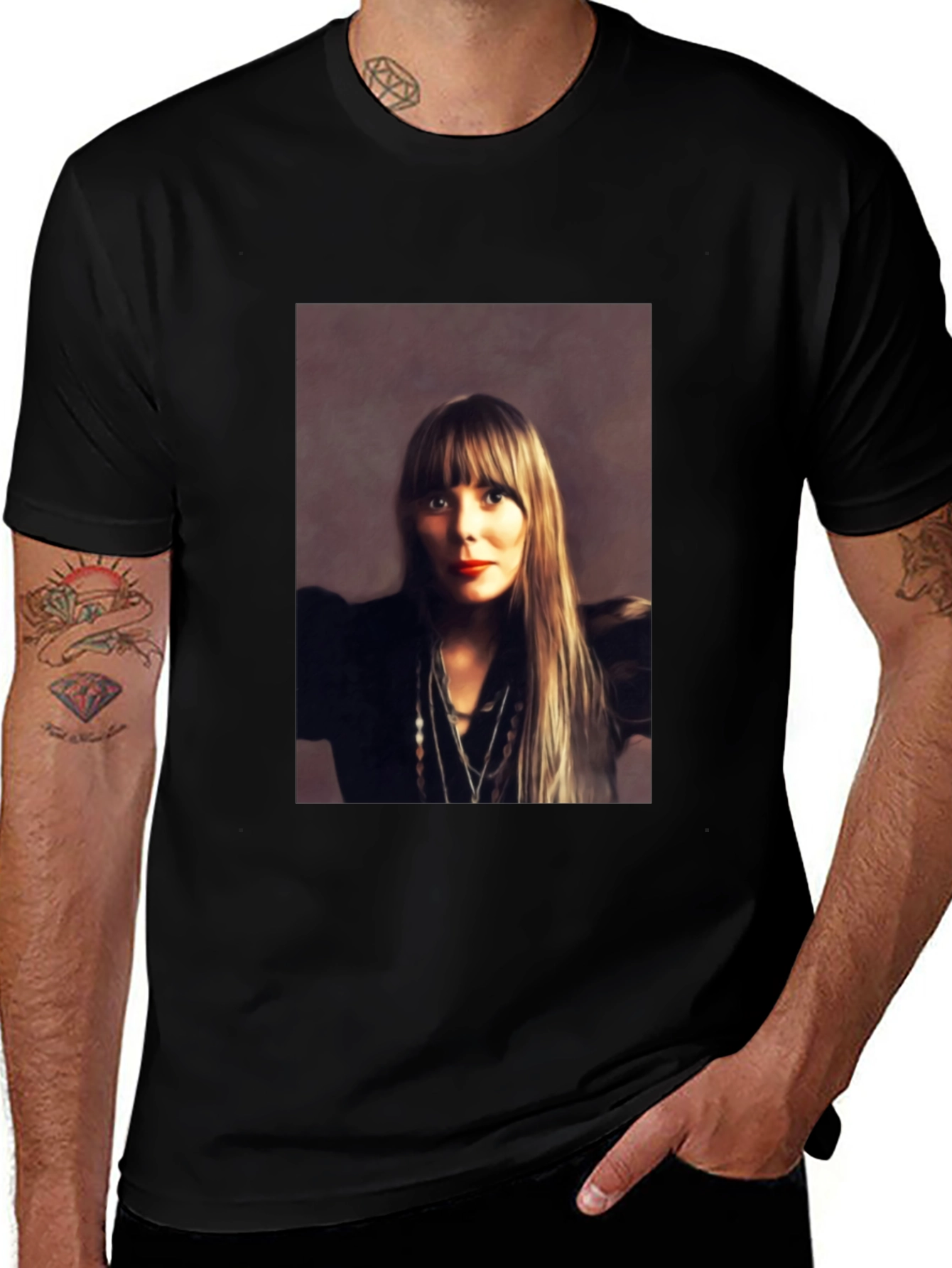 Joni Mitchell Portrait Black T-Shirt