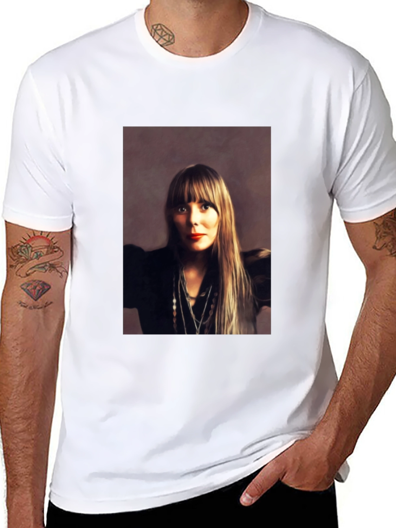 Joni Mitchell Portrait Black T-Shirt
