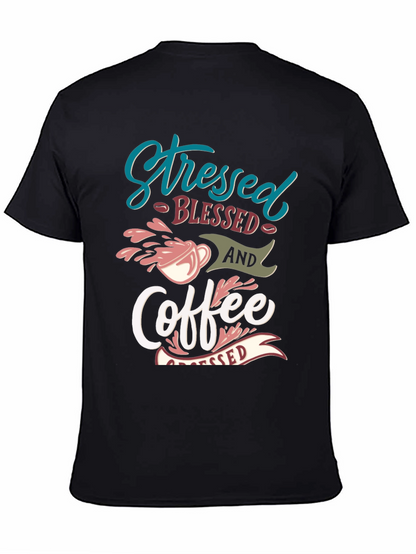 Stressed Blessed Coffee T-Shirt - Trendy Graphic Tee