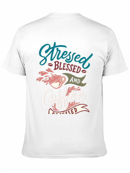 Stressed Blessed Coffee T-Shirt - Trendy Graphic Tee