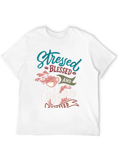 Stressed Blessed Coffee T-Shirt - Trendy Graphic Tee