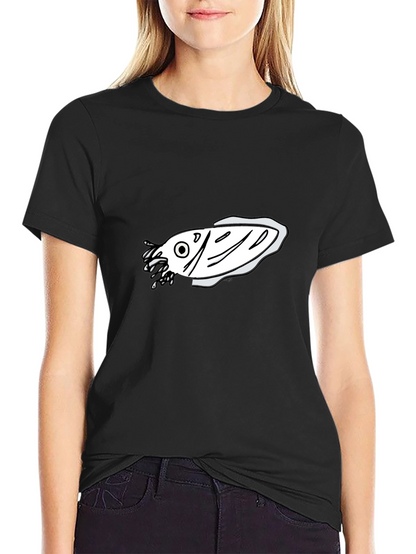 Black T-Shirt with Fish Graphic
