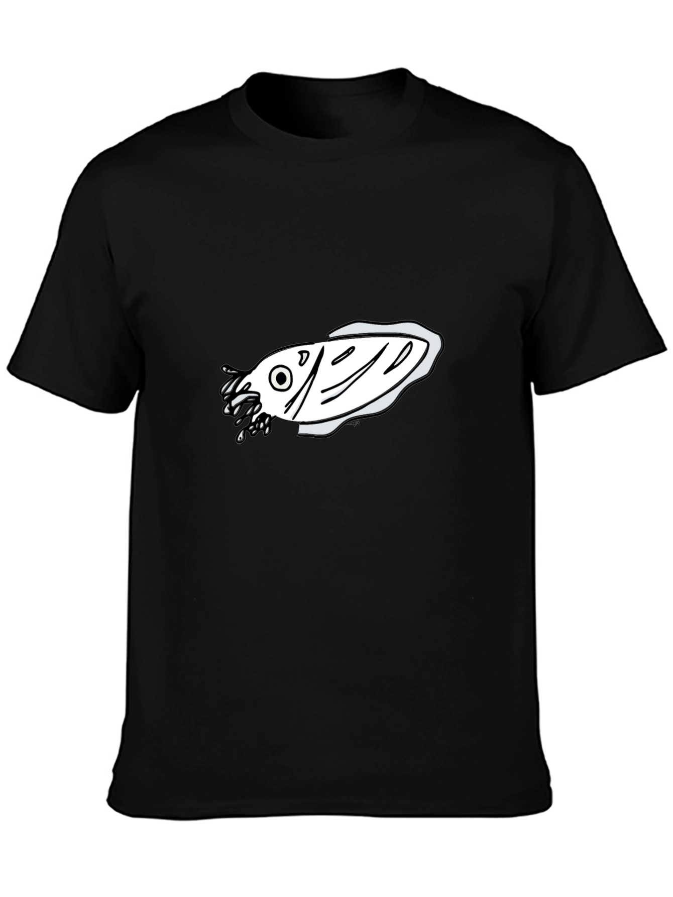 Black T-Shirt with Fish Graphic