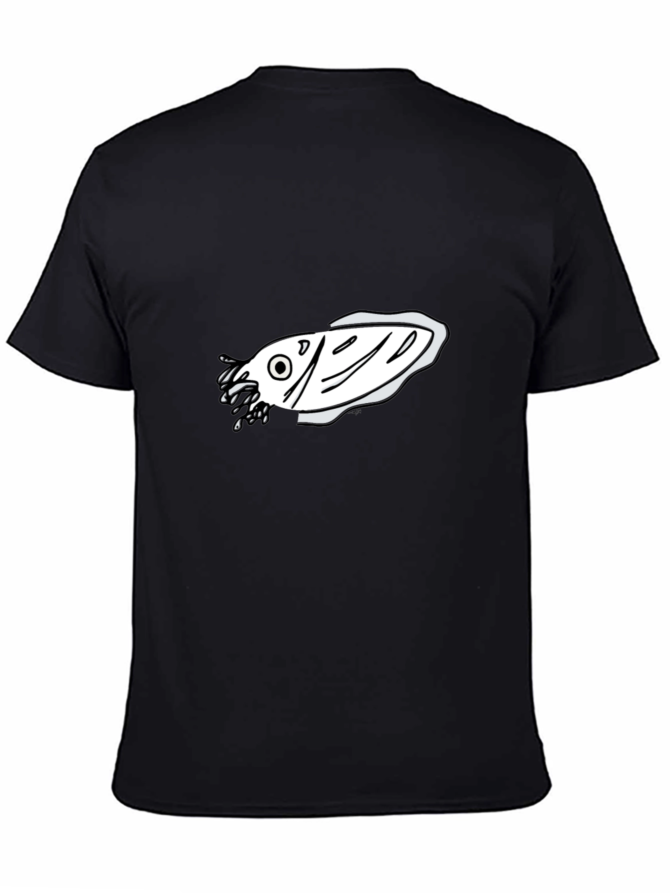 Black T-Shirt with Fish Graphic