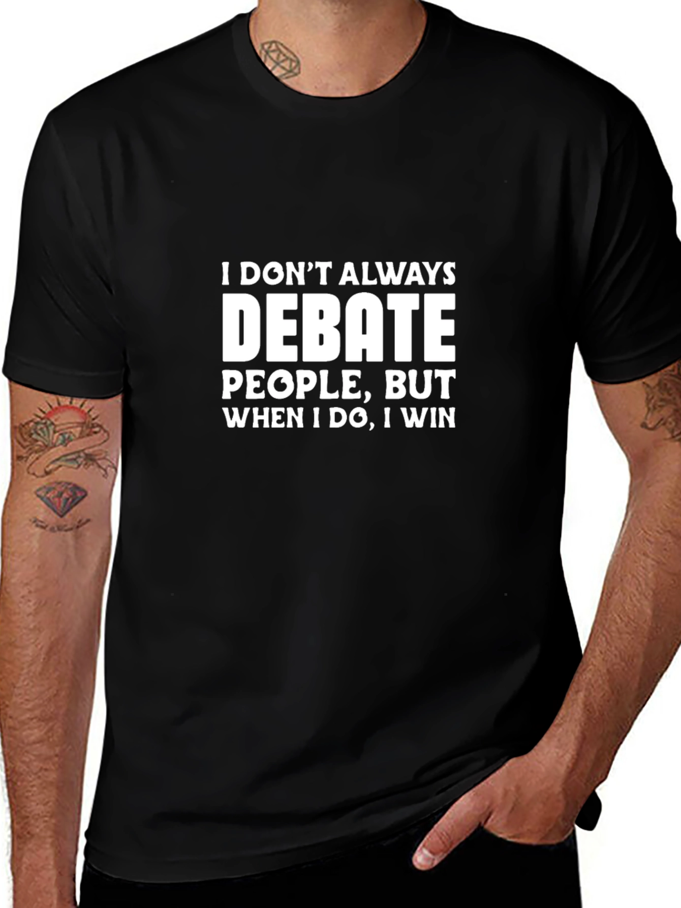 Debate Win Mens Black T-Shirt Funny Slogan