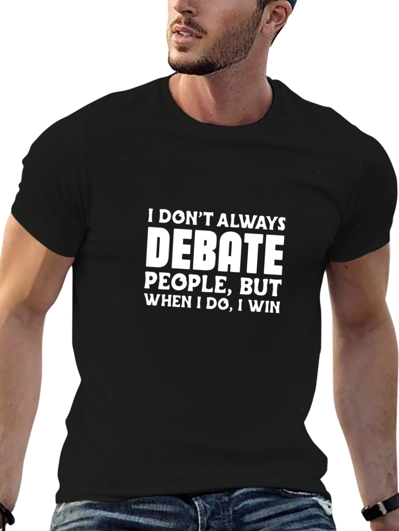 Debate Win Mens Black T-Shirt Funny Slogan