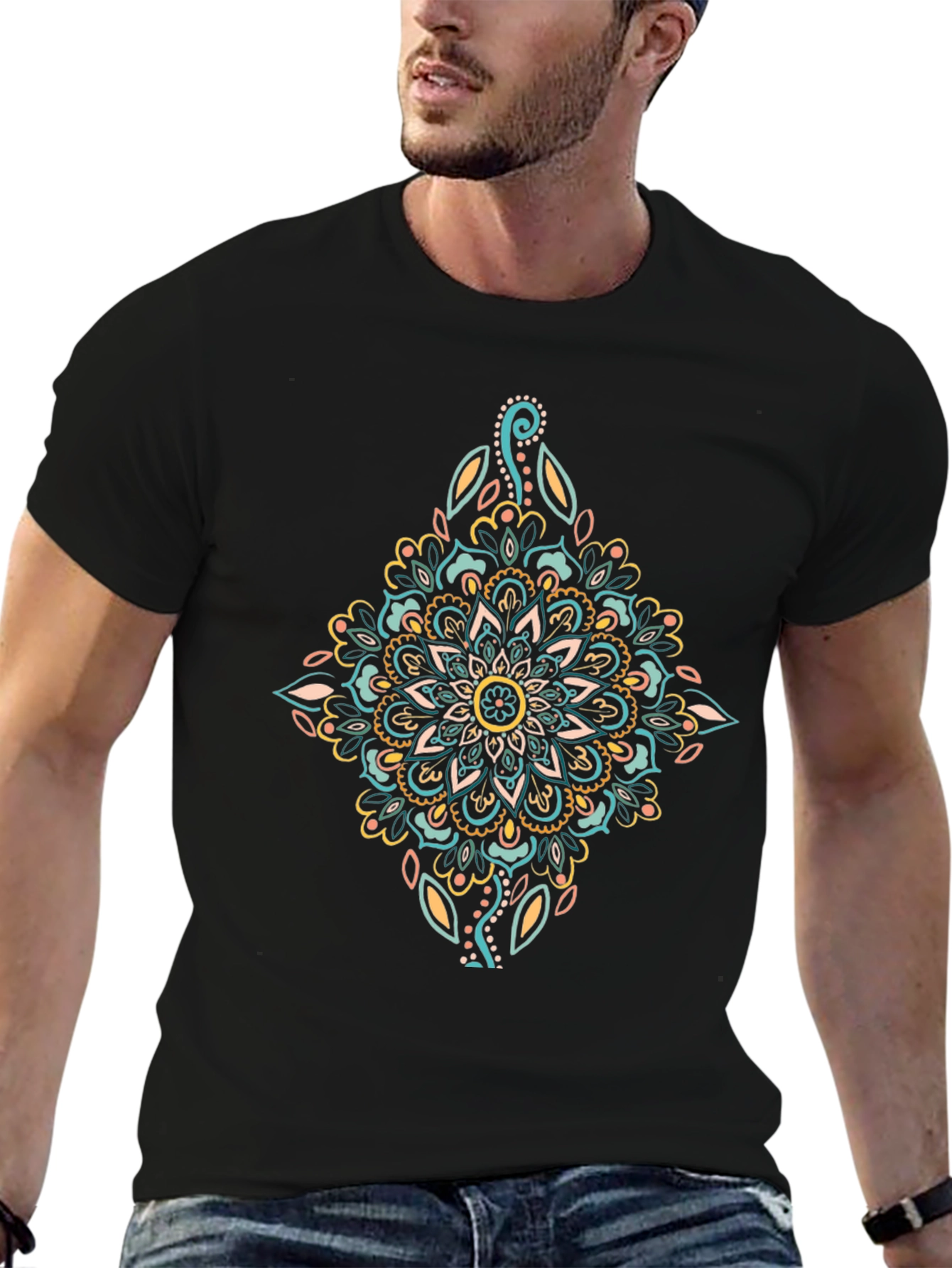Mandala Graphic Print Black T-Shirt