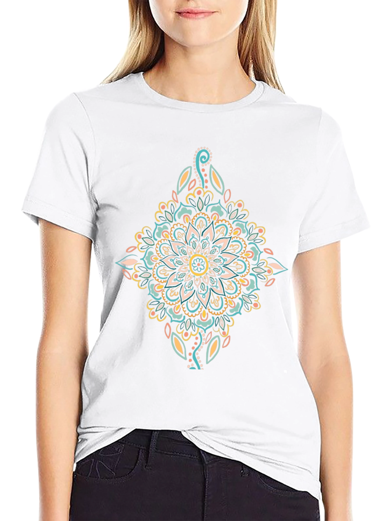 Mandala Graphic Print Black T-Shirt