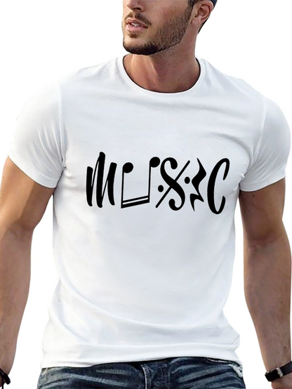 Music Note Design T-Shirt - Black