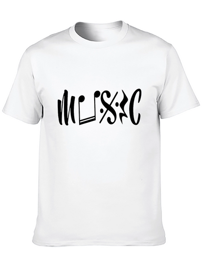 Music Note Design T-Shirt - Black