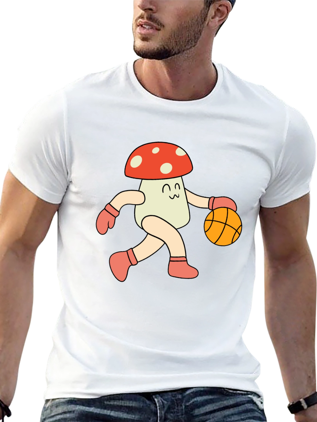 Mushroom Basketball T-Shirt - Cool Graphic Tee