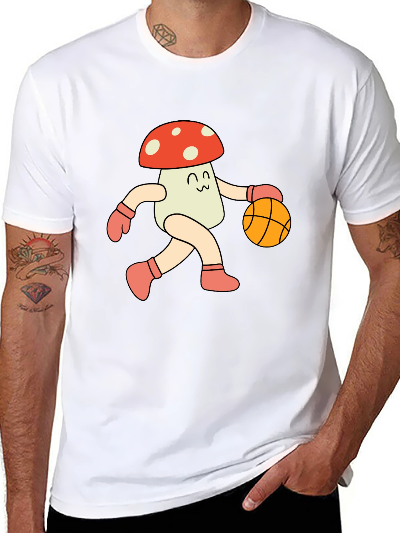 Mushroom Basketball T-Shirt - Cool Graphic Tee