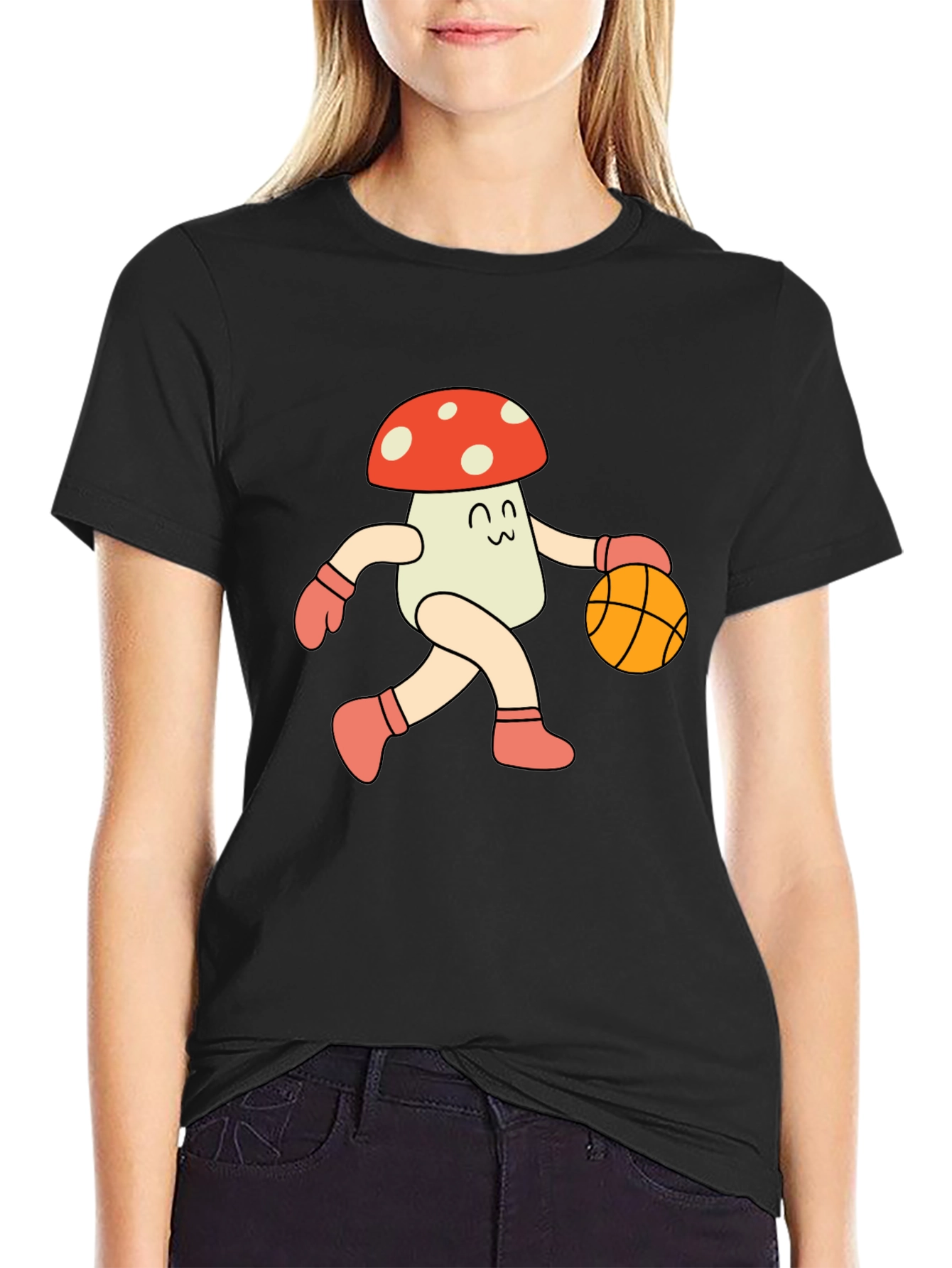 Mushroom Basketball T-Shirt - Cool Graphic Tee
