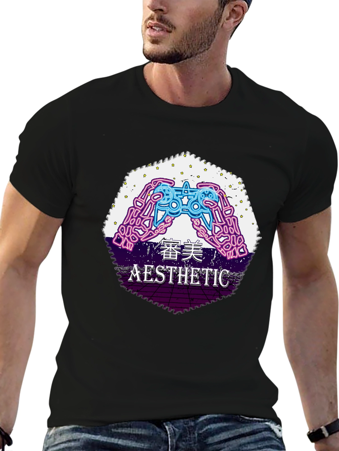 Aesthetic Gamer Graphic Tee - Vaporwave Style