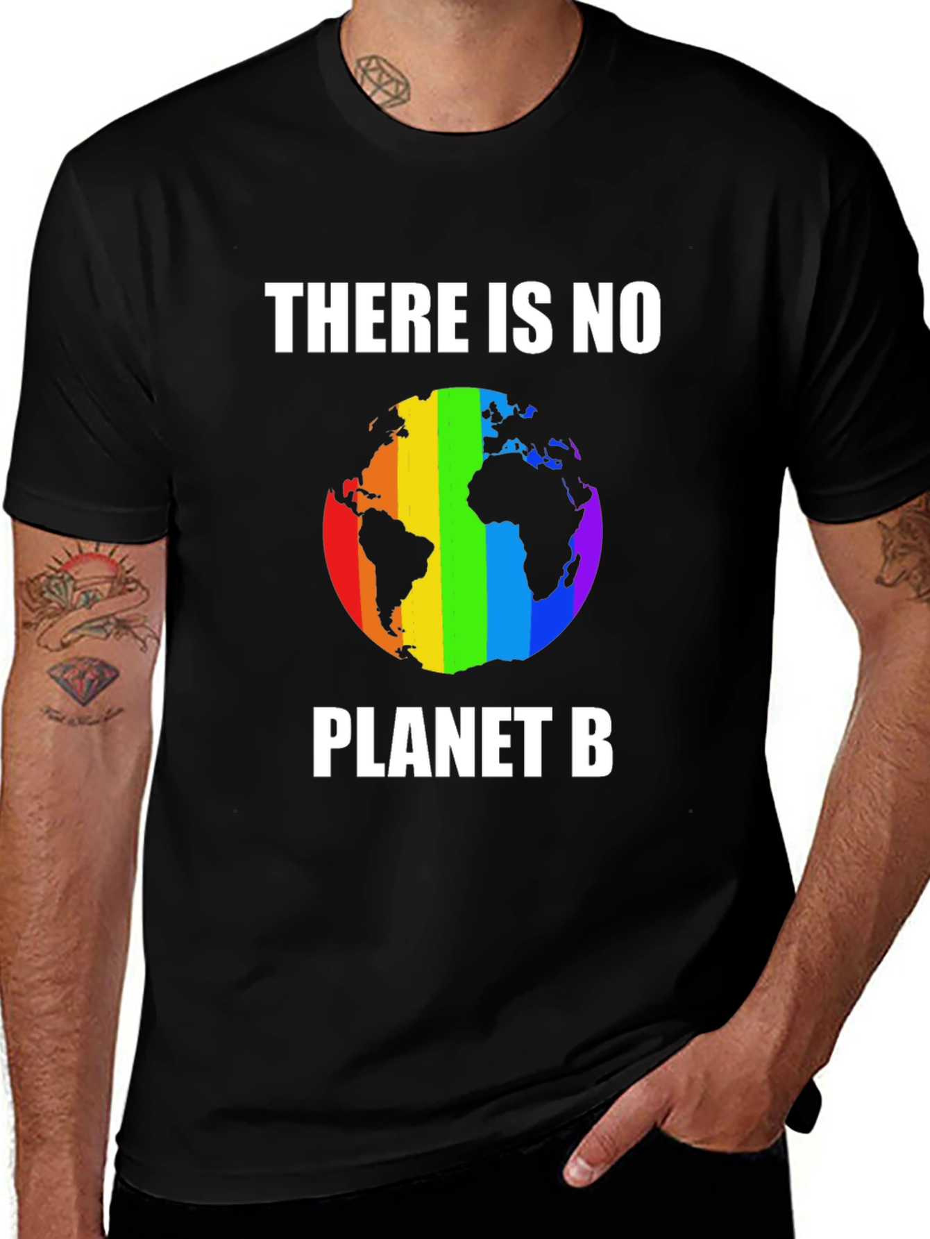 There Is No Planet B T-Shirt Rainbow Earth