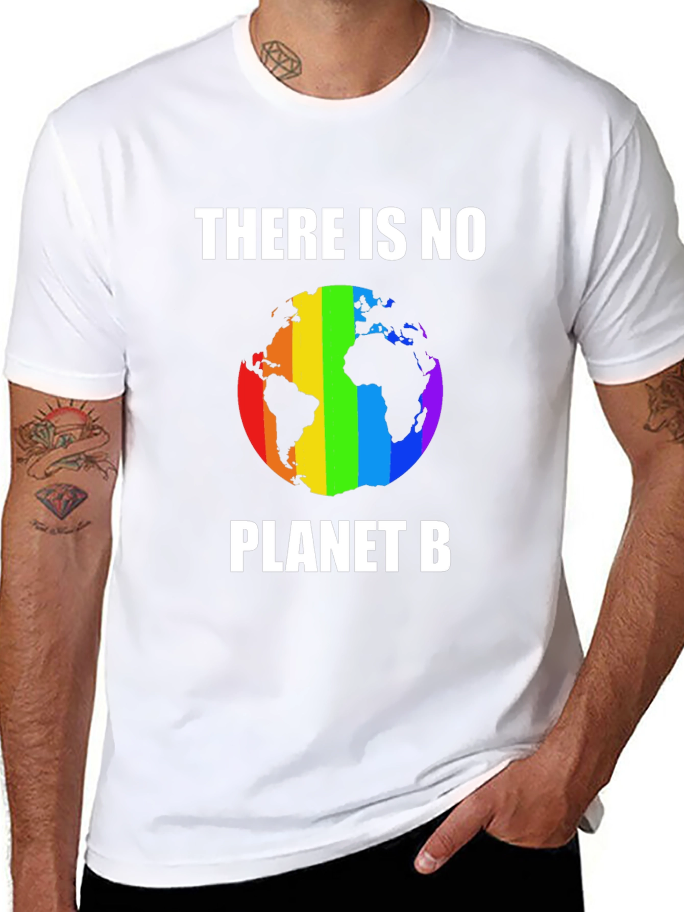 There Is No Planet B T-Shirt Rainbow Earth