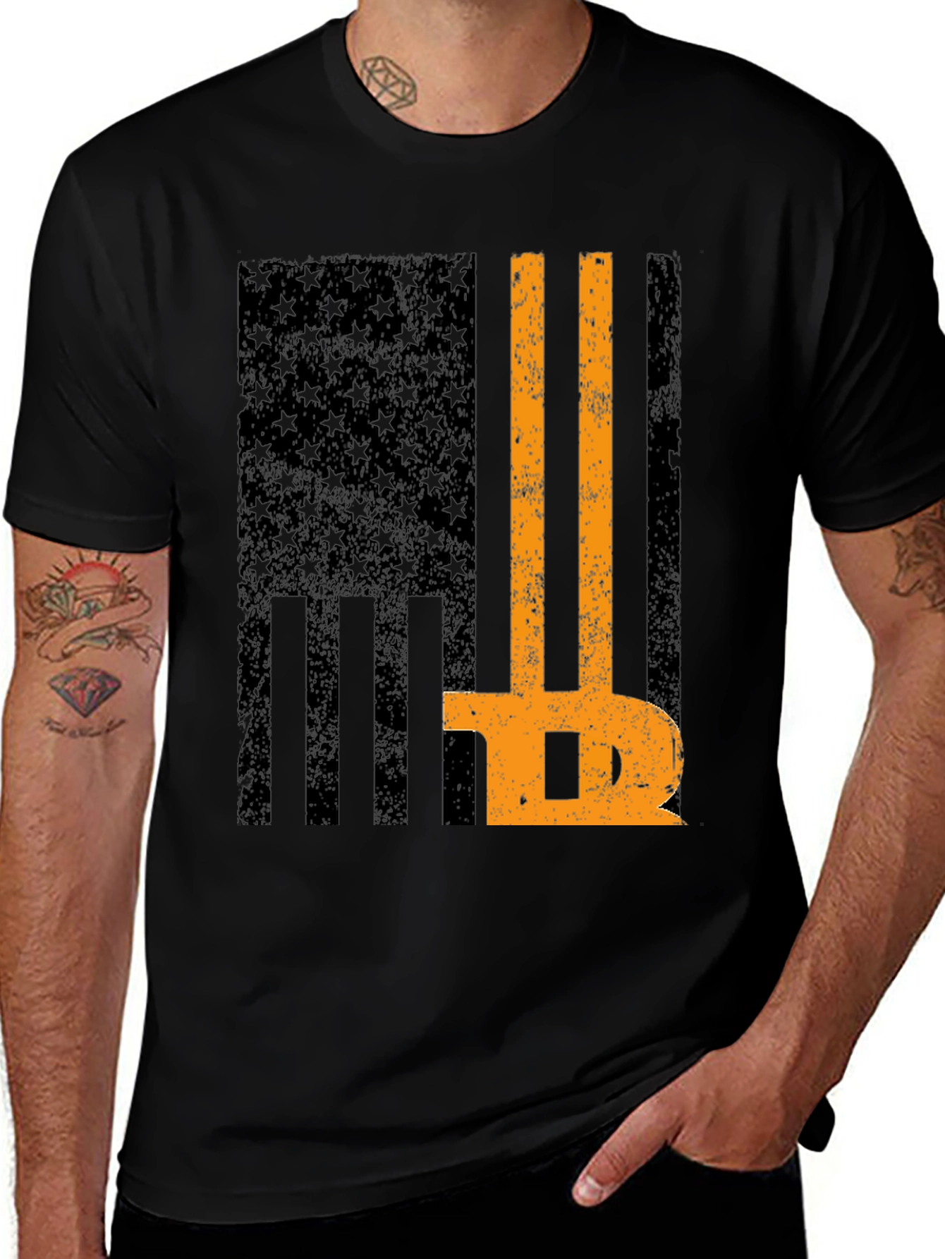 Bitcoin American Flag Graphic T-Shirt