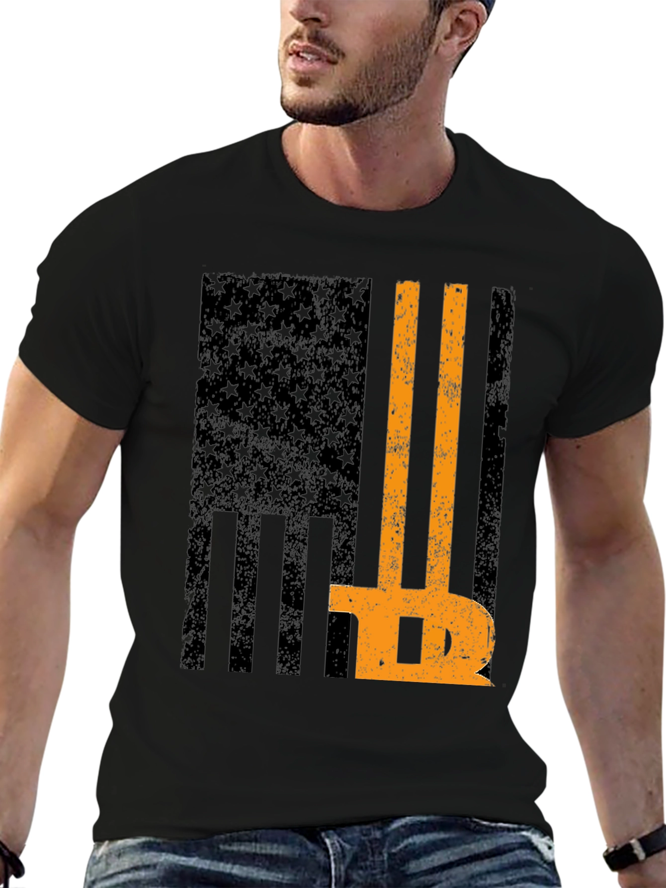 Bitcoin American Flag Graphic T-Shirt
