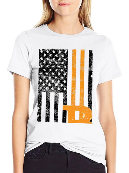 Bitcoin American Flag Graphic T-Shirt