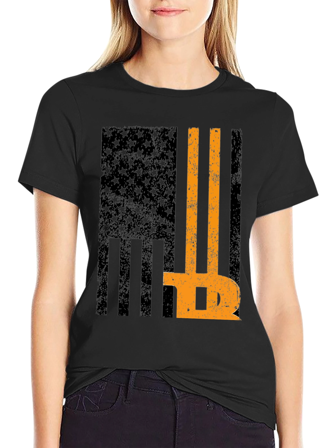 Bitcoin American Flag Graphic T-Shirt