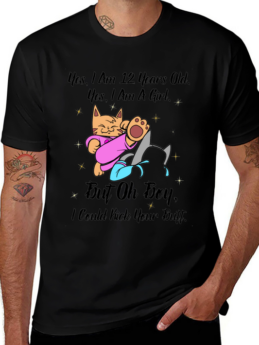 Funny Cat T-Shirt: 12 Years Old But Can Kick Your Butt