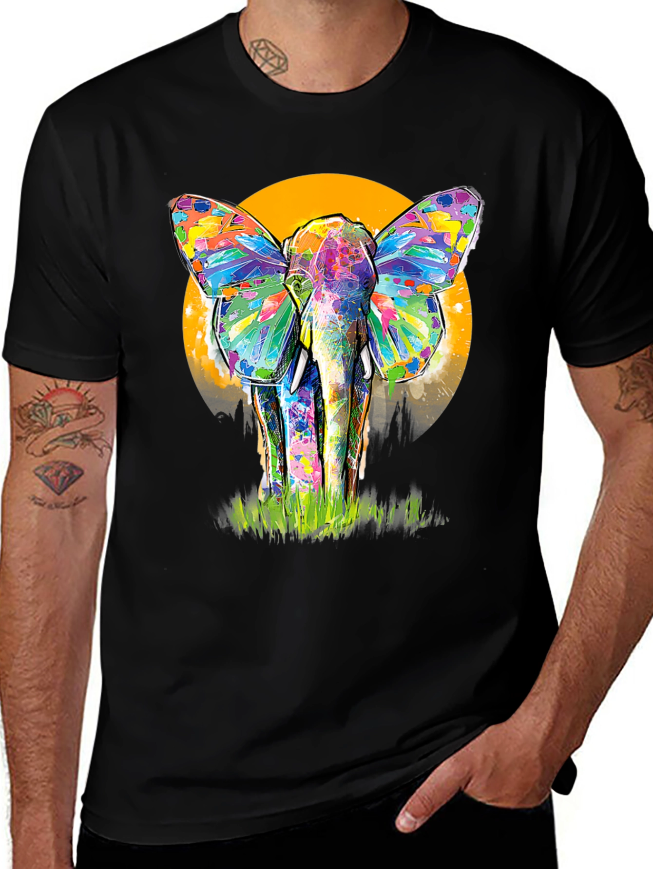 Colorful Elephant Butterfly T-Shirt