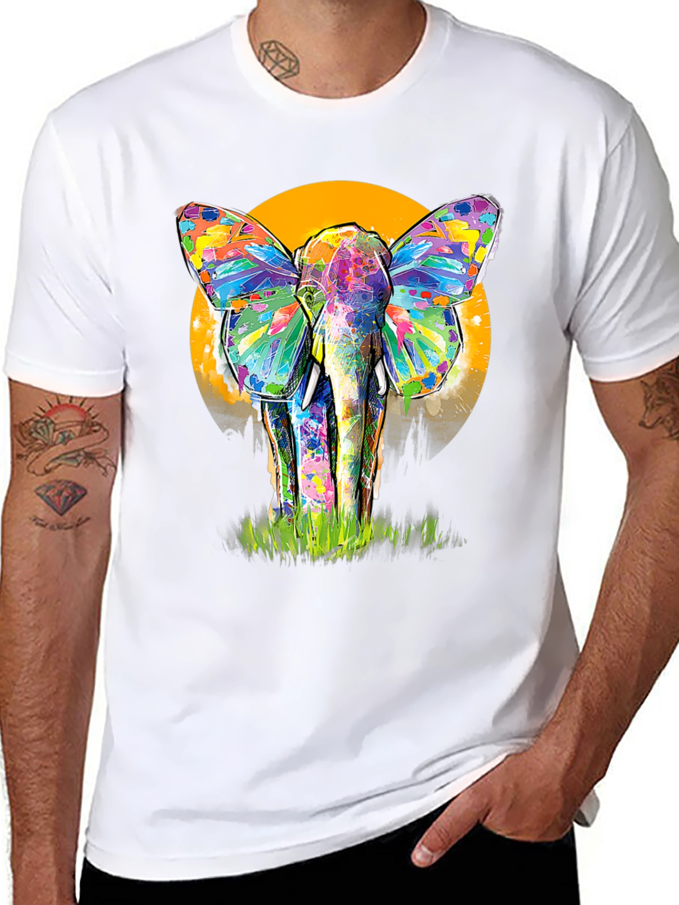 Colorful Elephant Butterfly T-Shirt