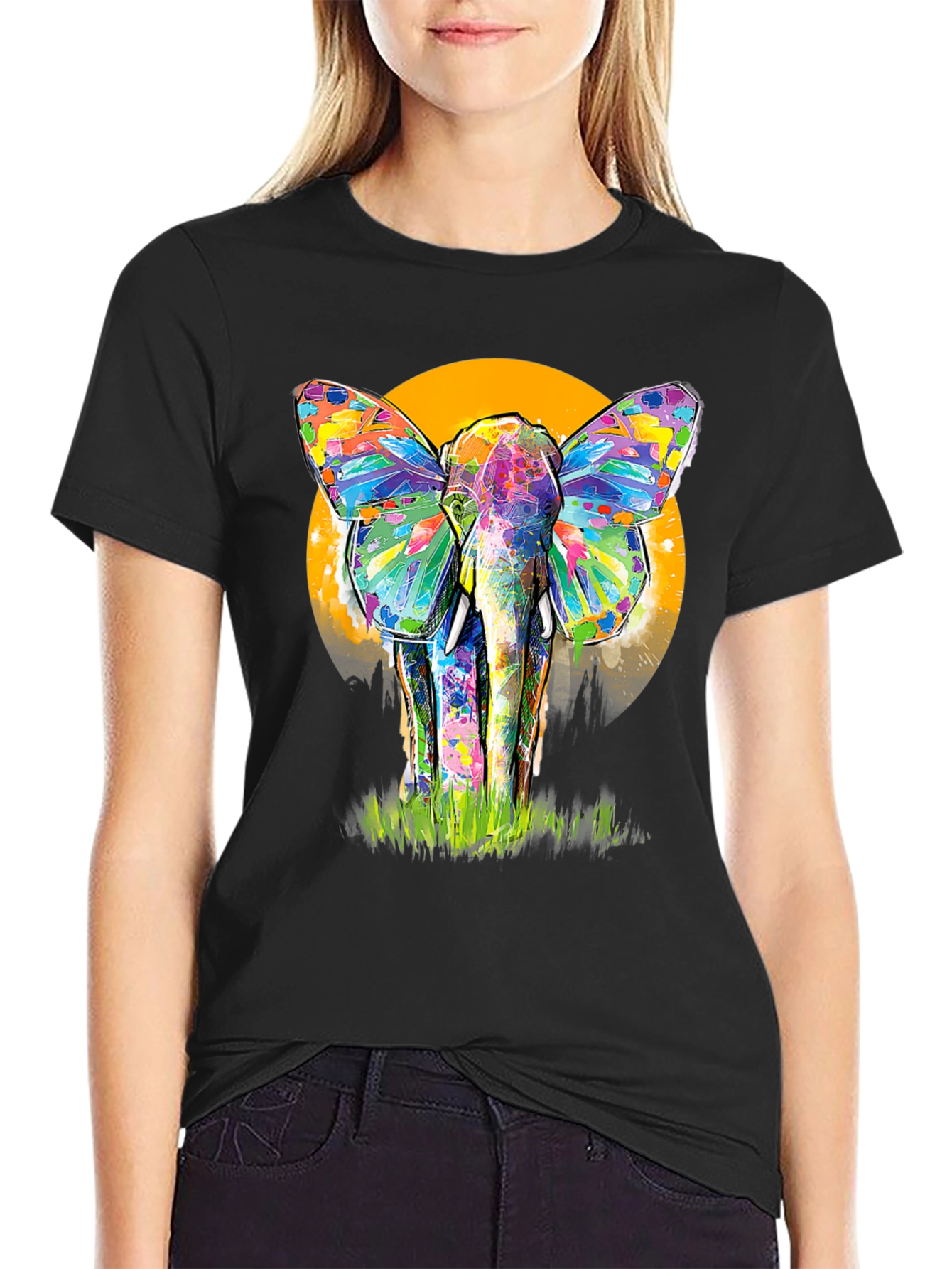 Colorful Elephant Butterfly T-Shirt