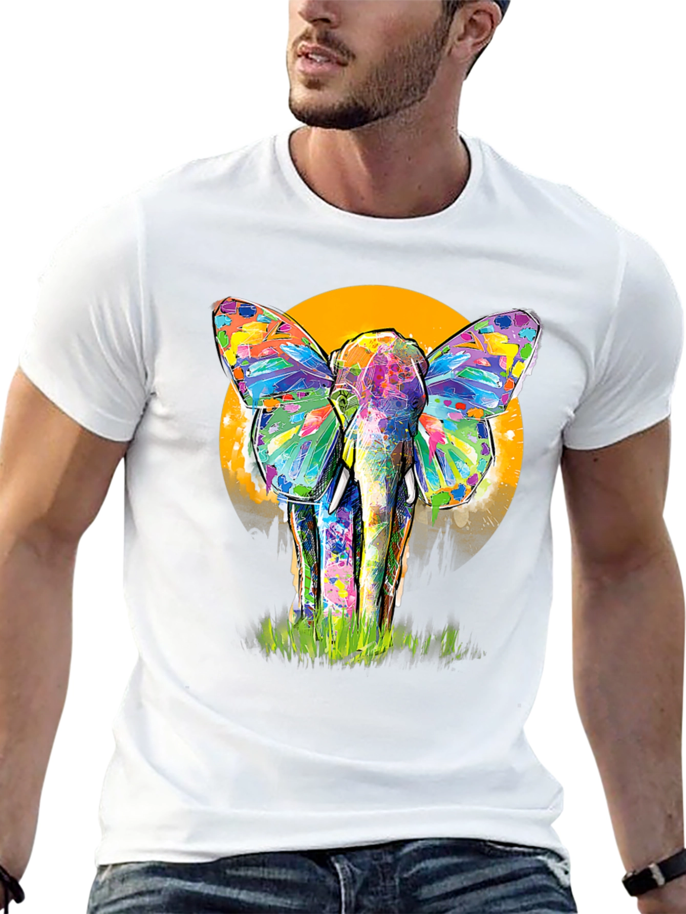 Colorful Elephant Butterfly T-Shirt