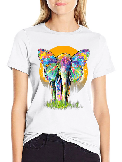 Colorful Elephant Butterfly T-Shirt