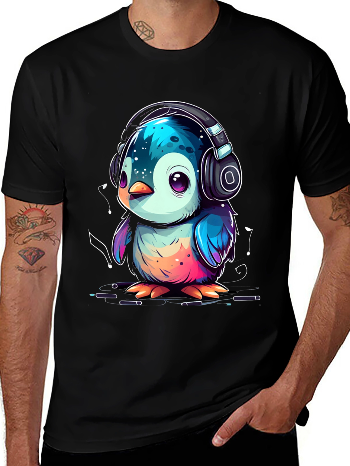 Penguin Headphone Graphic Tee - Cool Animal Lover Shirt