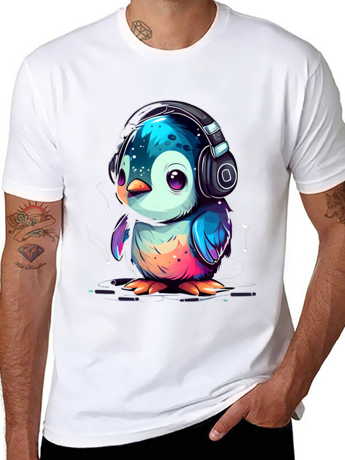 Penguin Headphone Graphic Tee - Cool Animal Lover Shirt