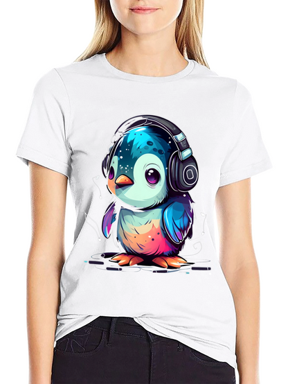 Penguin Headphone Graphic Tee - Cool Animal Lover Shirt