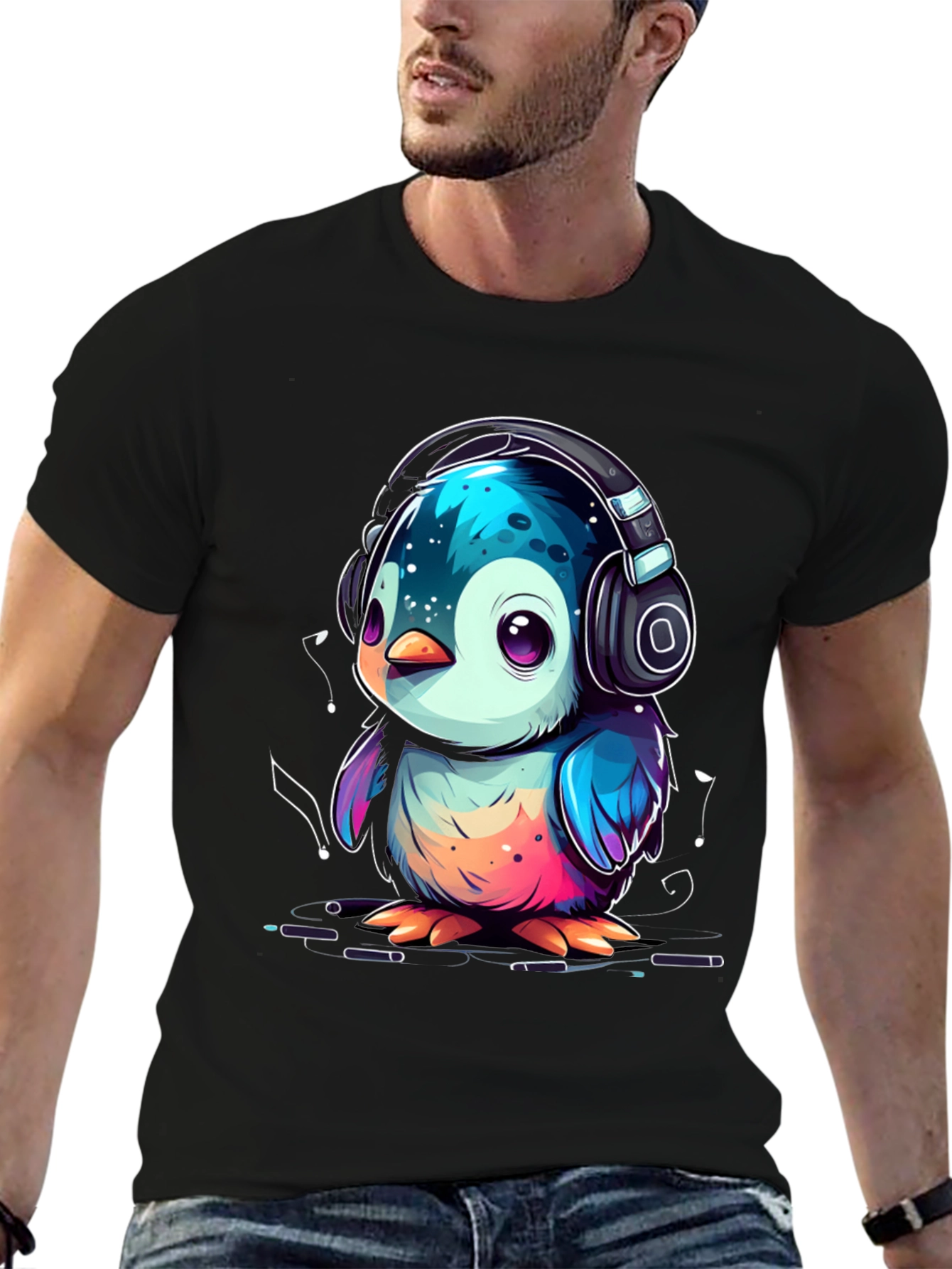 Penguin Headphone Graphic Tee - Cool Animal Lover Shirt