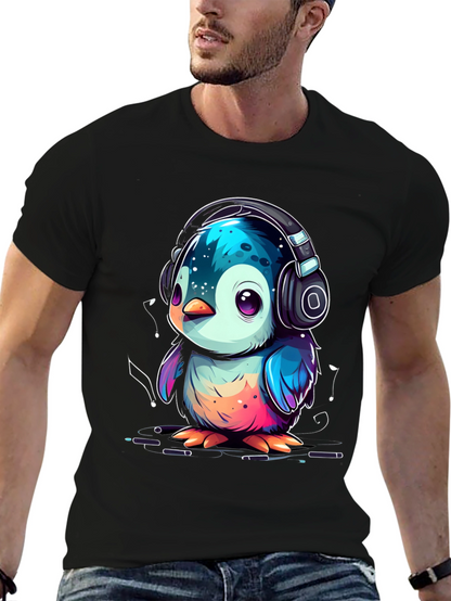 Penguin Headphone Graphic Tee - Cool Animal Lover Shirt